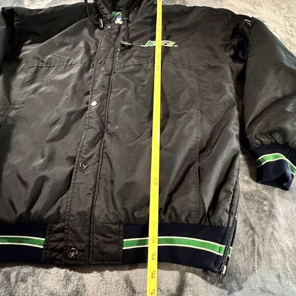 Vintage 1980’s Sz L Starter NFL New York Jets Puffer Jacket Full Zip Black Green - Picture 14 of 16